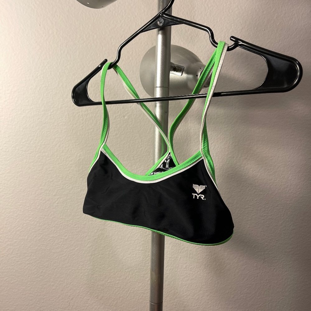 TYR bikini set, reversible, black and peace design, size small, NWOT